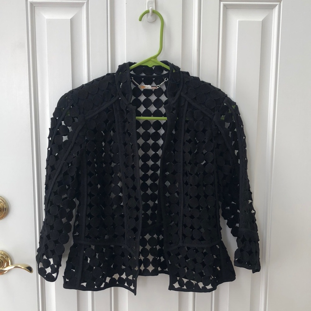 “Black White” Circle Cut out Pipped Jacket